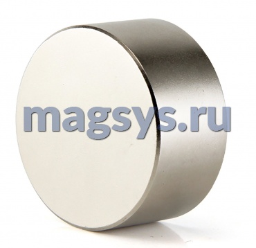 Магнит неодимовый диск 55х35 мм N38 никель
