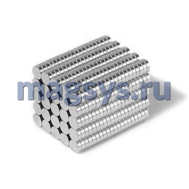 Магнит неодимовый диск 3х1.5 мм N35 никель