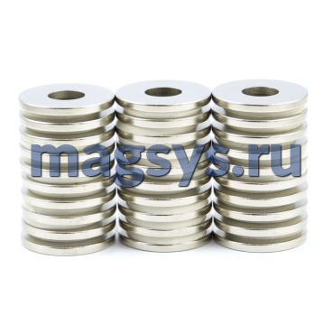 Магнит неодимовый кольцо 28х18х3 мм N35 никель