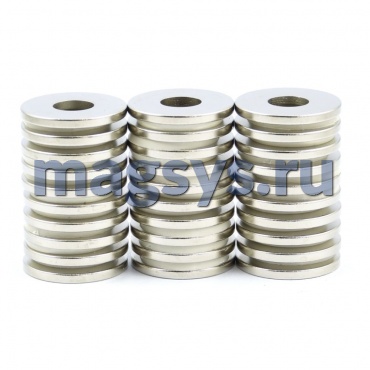 Магнит неодимовый кольцо 28х18х3 мм N35 никель