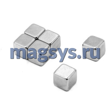 Магнит неодимовый блок 5х5х5 мм N38 никель