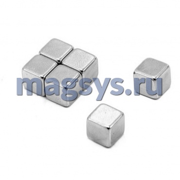 Магнит неодимовый блок 5х5х5 мм N38 никель