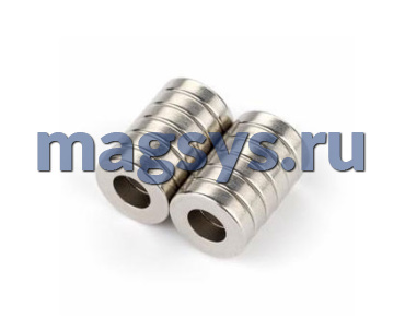 Магнит неодимовый кольцо 15х10х4 мм N35 никель