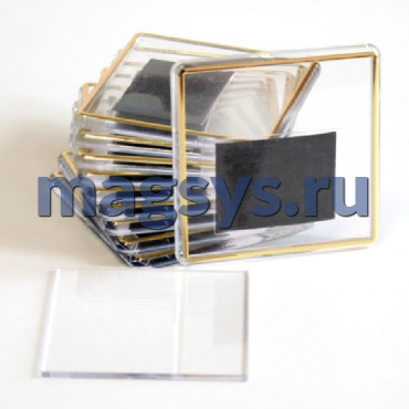 Акриловая заготовка 65х65 мм магнит. с тиснением (золото)