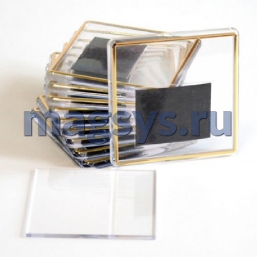 Акриловая заготовка 65х65 мм магнит. с тиснением (золото)