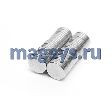 Магнит неодимовый диск 9.5х2.5 мм N35 никель