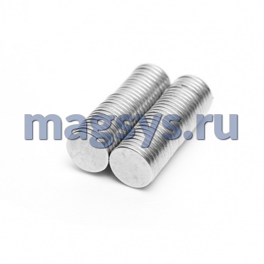 Магнит неодимовый диск 9.5х2.5 мм N35 никель