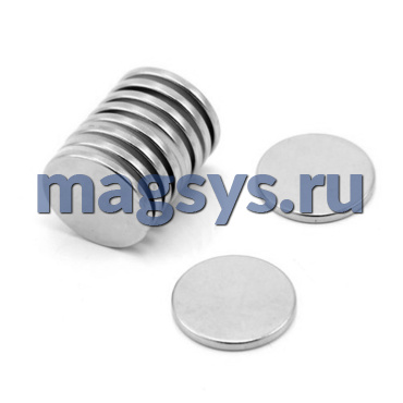 Магнит неодимовый диск 10х1.5 мм N35 никель