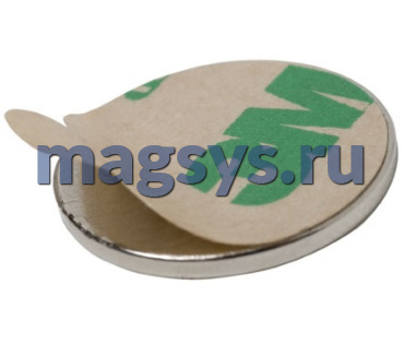 Магнит неодимовый диск 10х1 мм с клеевым слоем 3M N35 никель