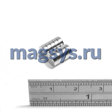 Магнит неодимовый диск 6х2.5 мм N35 никель