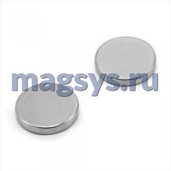 Магнит неодимовый диск 15х3 мм N38 никель