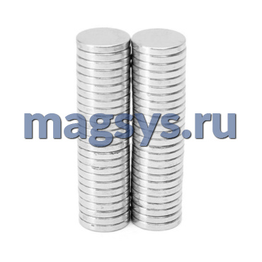 Магнит неодимовый диск 12х2 мм N35 никель
