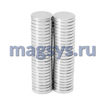 Магнит неодимовый диск 12х2 мм N35 никель