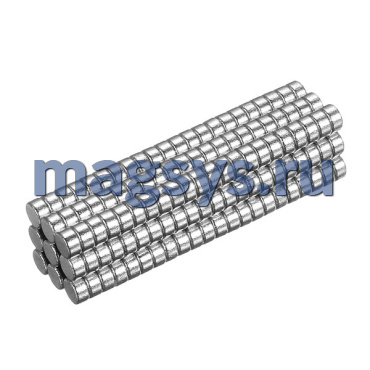 Магнит неодимовый диск 3х3 мм N35 никель