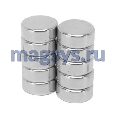 Магнит неодимовый диск 14х4 мм N38 никель