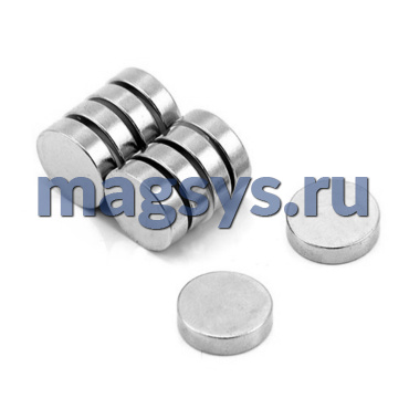 Магнит неодимовый диск 12х5 мм N35 никель