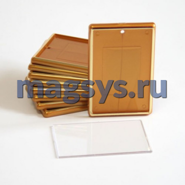 Акриловая заготовка 52х77 мм магнит бронза с тиснением (золото)