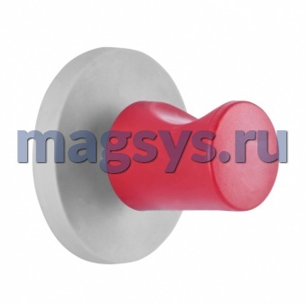 Магнитный крючок Magnetoplan для пальто. d=48 мм. 15 кг. бел+красн.